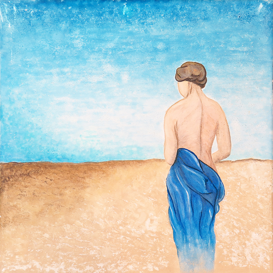 ENCUENTROS 1 fresco sobre tabla tamaño 40X40 cm