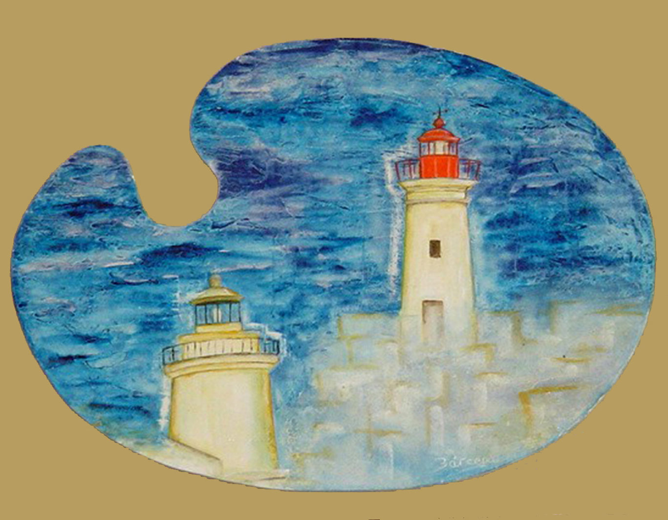 FAROS 1 PALETA fresco sobre tabla tamaño 40X60 cm