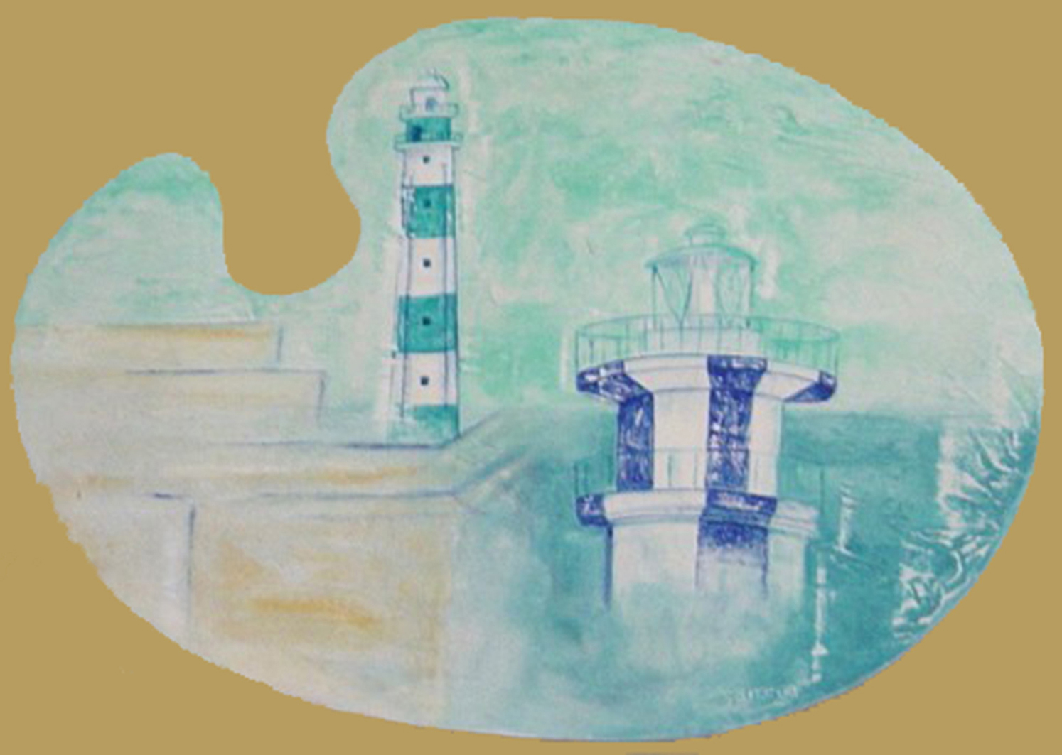 FAROS 2 PALETA fresco sobre tabla tamaño 40X60 cm