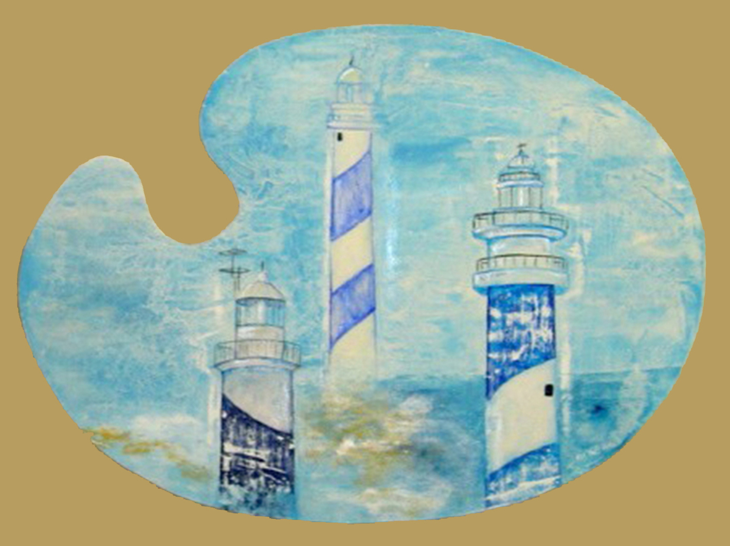 FAROS 3 PALETA fresco sobre tabla tamaño 40X60 cm