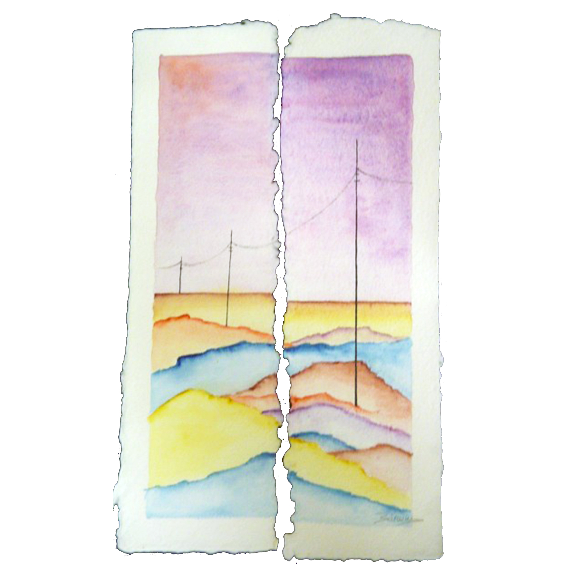 FUGA POSTES 3 acuarela sobre pp. grabado tamaño 70x30 cm