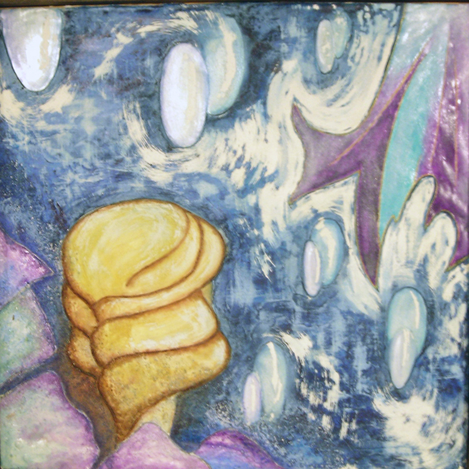 PRESENCIA 2 fresco sobre tabla tamaño 50X50 cms