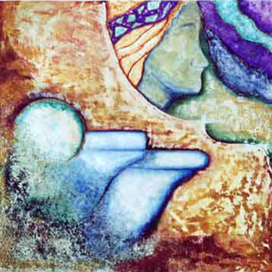 PRESENCIA 5 fresco sobre tabla tamaño 50X50 cms