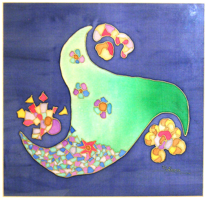 ROSETON MODERNISTA 1 acrílico sobres seda tamaño 40X40 cm