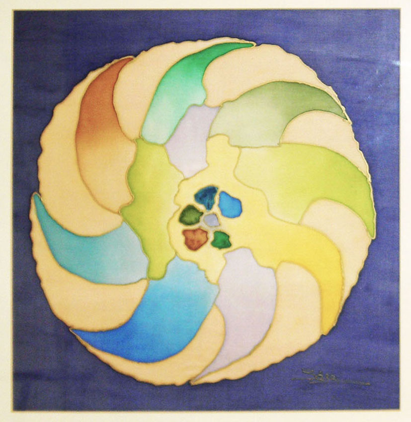 ROSETON MODERNISTA 2 acrílico sobres seda tamaño 40X40 cm