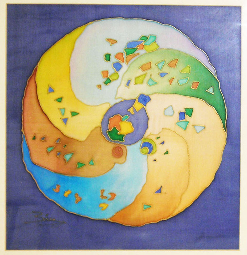 ROSETON MODERNISTA 3 acrílico sobres seda tamaño 40X40 cm