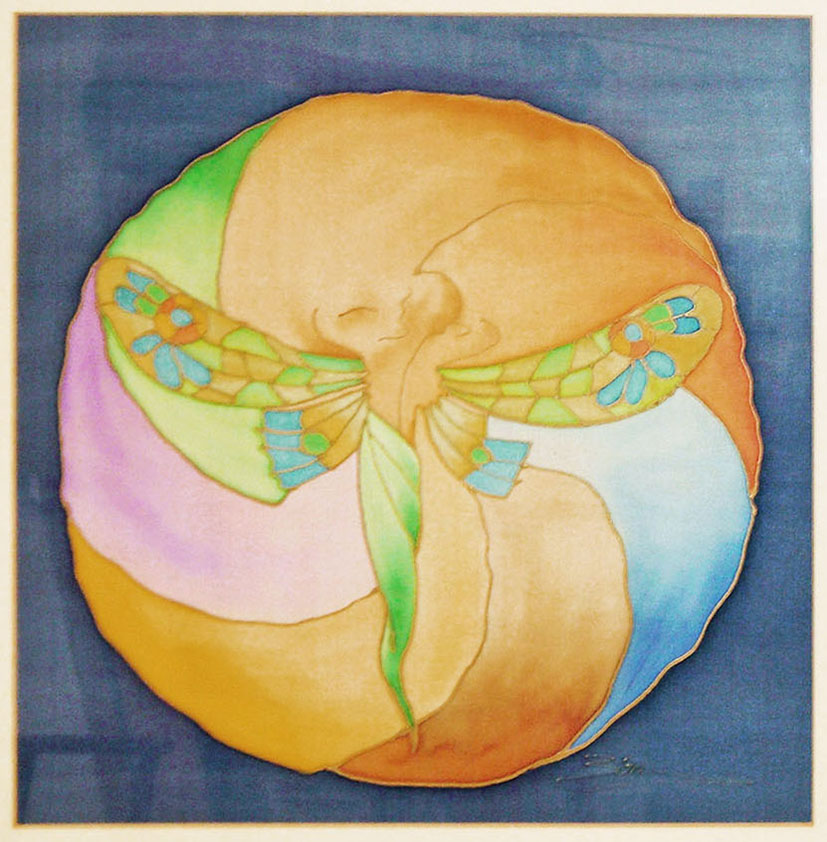 ROSETON MODERNISTA 4 acrílico sobres seda tamaño 40X40 cm