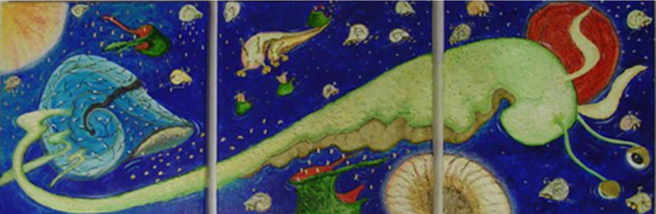 TRIPTICO TRANSITO acrílico sobre tela tamaño 50X150 CMS