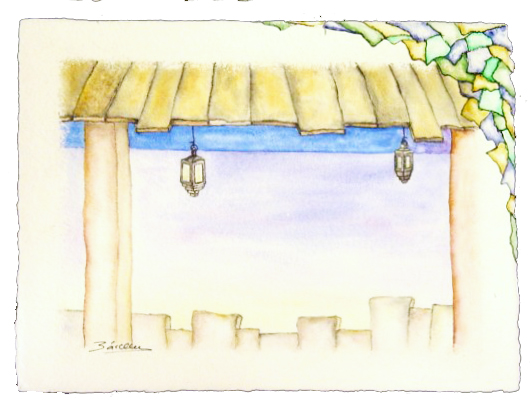 VISTAS PLAYA.1 acuarela sobre pp. grabado tamaño20X30 cms