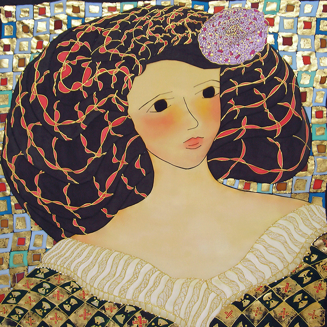 MANOLA BLANCA acrílico sobre seda. Tamaño 90x90 cms. (colección privada)