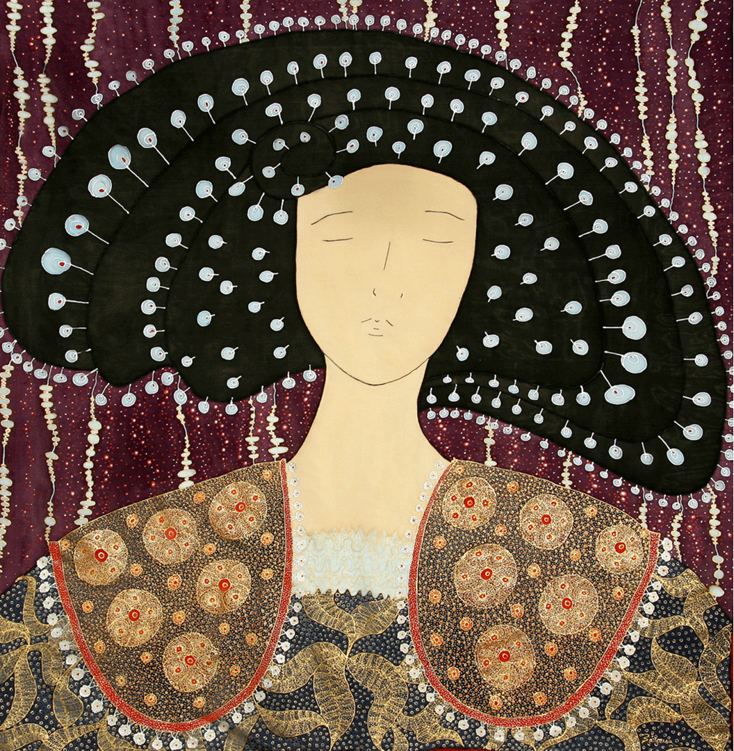 MANOLA TORERA acrílico sobre seda tamaño 90x90cms.