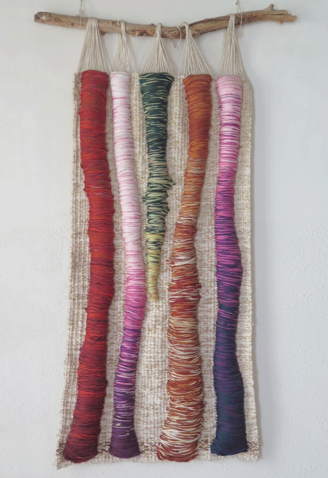 BOSQUE CROMATICO tapiz realizado con hilos de algodón. Tamaño 130x60 cms.