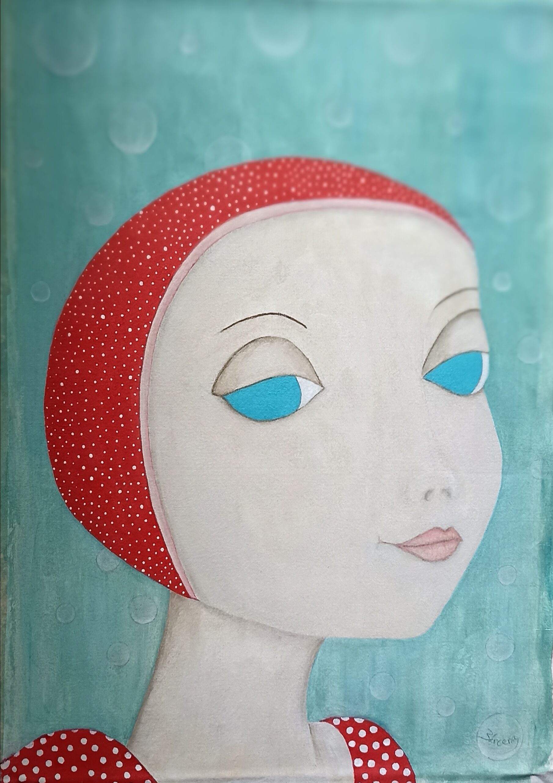 LADY PISCINAS acrílico sobre tela tamaño 70x50 cms.