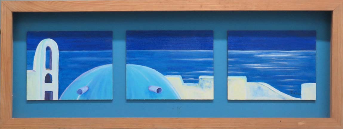 ANOCHECER tríptico acrílico sobre tabla (tamaño 90x35 cms