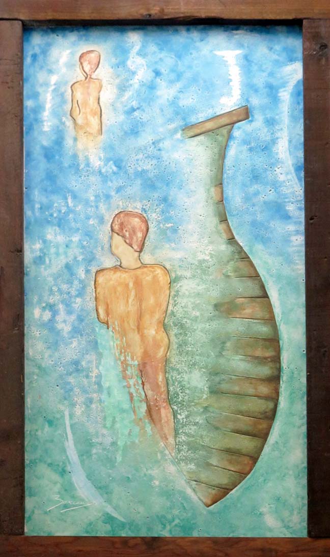 ENCUENTRO a 2-2 fresco sobre tabla (150X50 cms)