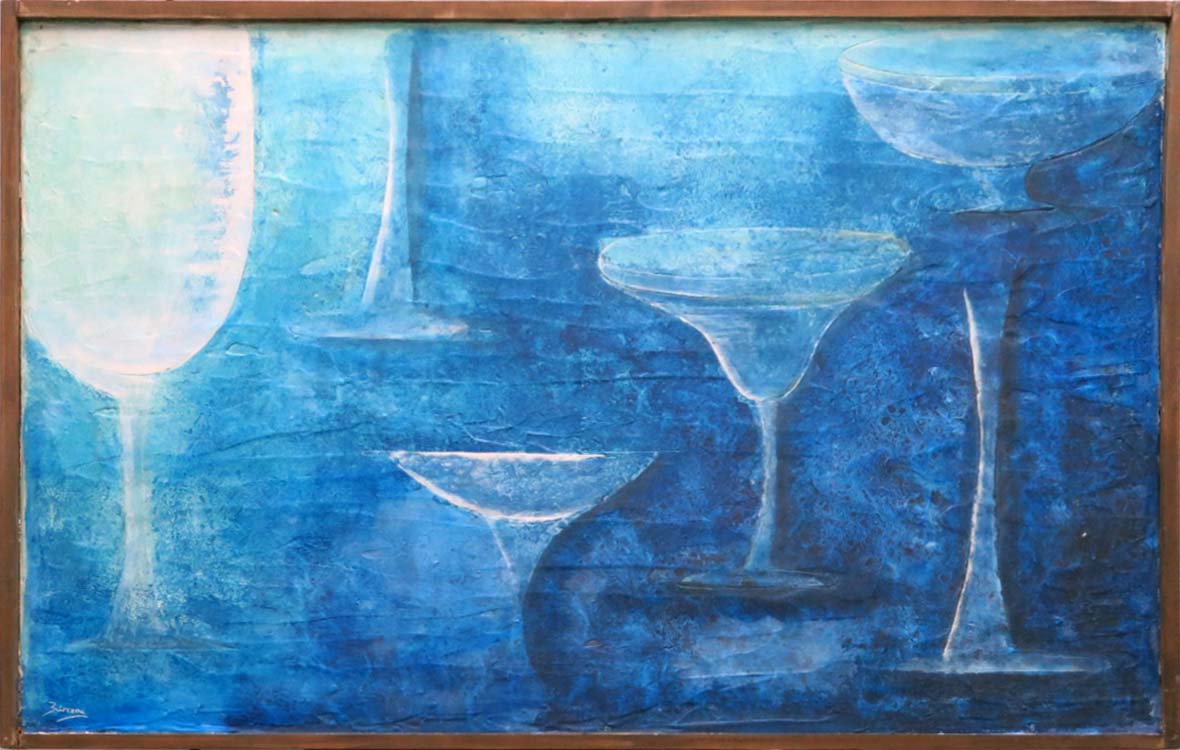 FUGA AZUL ENCUENTRO fresco sobre tabla (tamaño 100x56 cms)