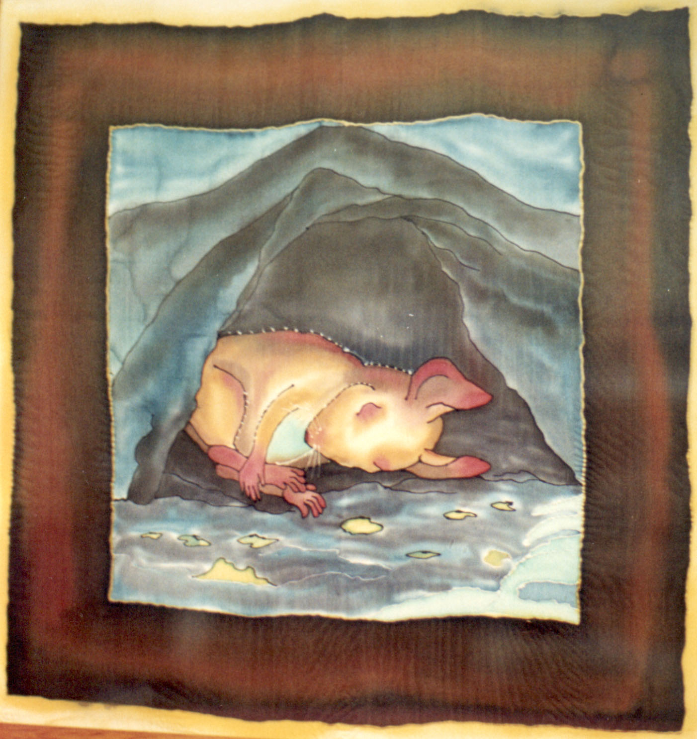 LA GUARIDA acrílico sobre seda. Tamaño 55x55 cm.s