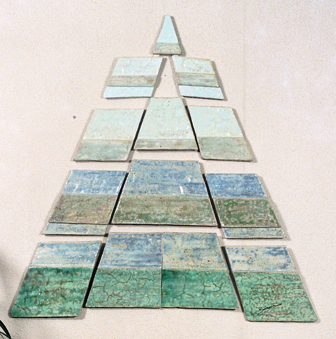 ABSTRACCION PIRAMIDAL refractario esmaltado a 1300 º tamaño 150x100 cm. colección particular