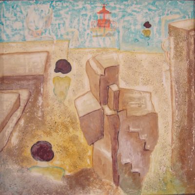 INSULA 2 fresco sobre tabla tamaño 50X50 cms