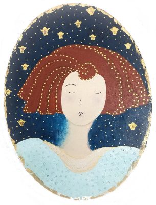 LOLITA MEDALLON FORTUNA acrílico sobre lienzo tamaño 40X30 cms